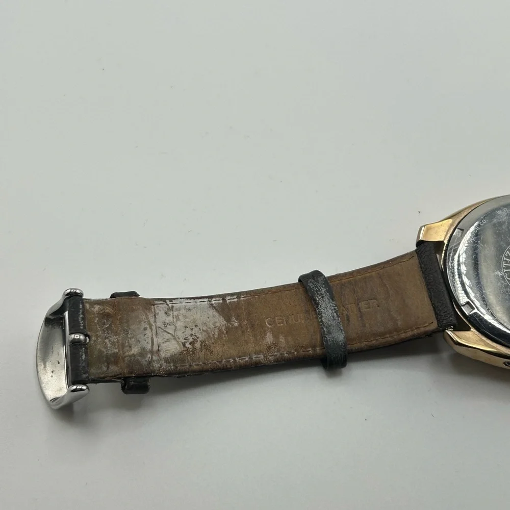 Citizen Eco-Drive Gold and Brown leather white dial Watch #593